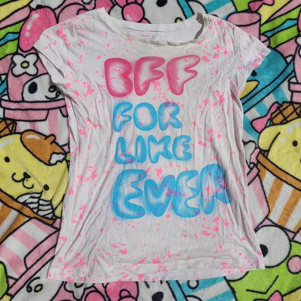 BFF For Like Ever Funny 2000s Size XL Old Navy Y2K Scenecore Shirt Alternative